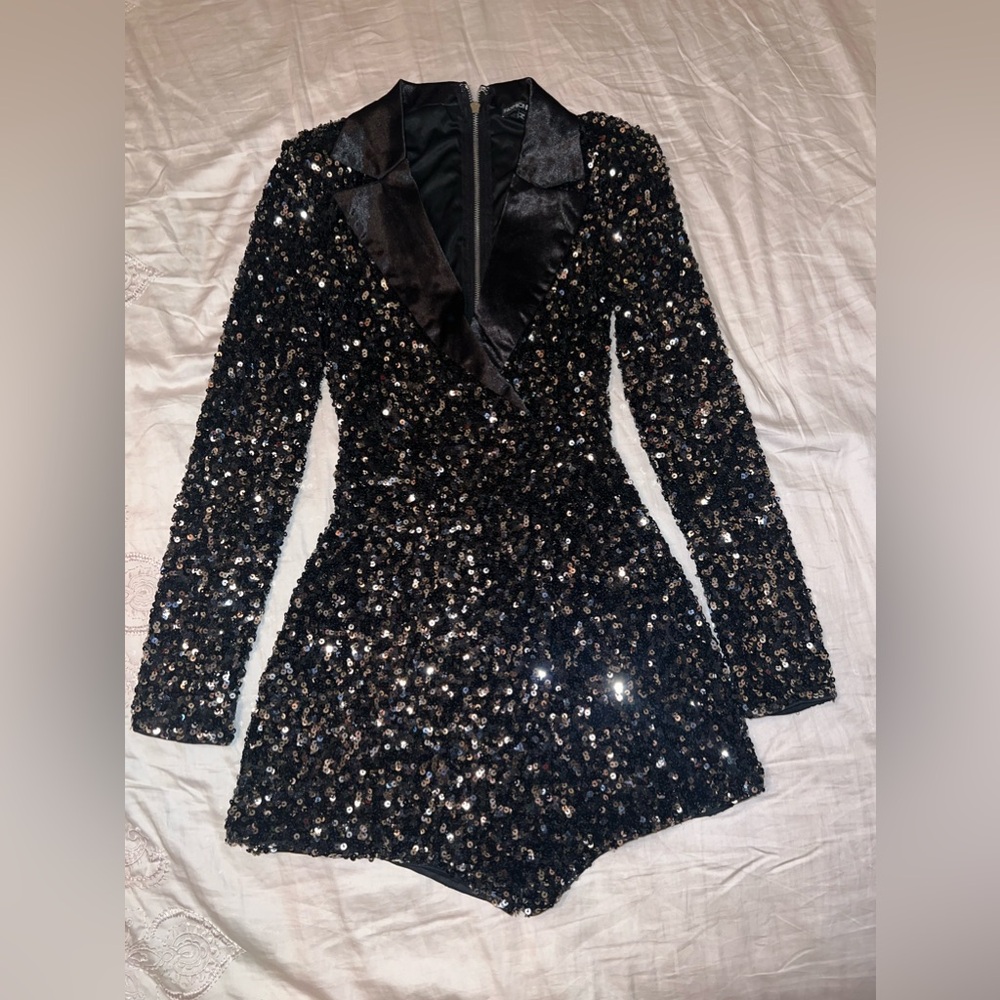 Fashion Nova NWOT Runway Style Sequin Romper - Picture 5 of 13